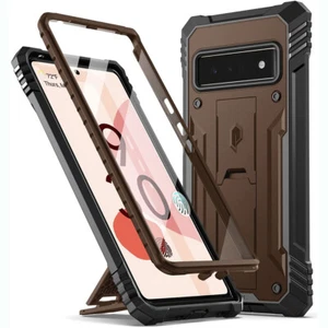 Für Google Pixel 6 Pro 5G Hülle | Poetic [mit Ständer] Robust Cover Braun - Bild 1 von 6