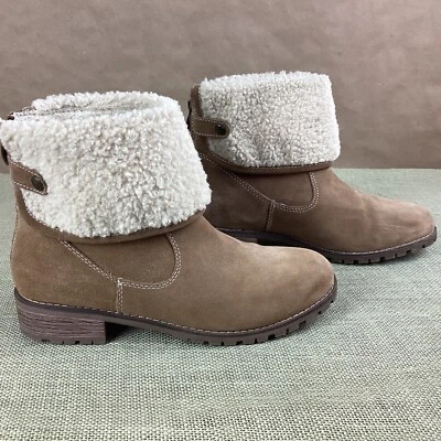 Bjorndal Linda Ankle Boots Camel Suede Faux Fur Cuff Lined Block Heel Suze 10 - Image 1 of 4