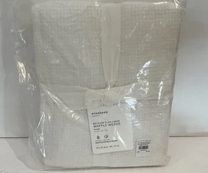 Set/2 NWT Pottery Barn Belgian Flax Linen WAFFLE WEAVE Standard Pillow Shams Wht - Picture 1 of 6