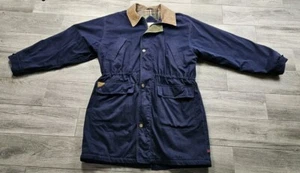 Vintage Woolrich Commuter Jacket Flannel Lined Barn Coat Mens Large Blue - Picture 1 of 20