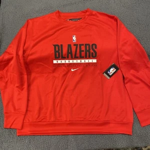Nike Nba Portland Trailblazers Crewneck 2XL tall Player Issued Red - Picture 1 of 6