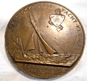 Segelmedaille Stockholm Schweden Yacht Club För utmärkt Segling Kupfer - Sammler - Bild 1 von 10