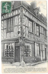 SENS 89 Maison dite d'Abraham CPA écrite à Mr Léon Martin de Evreux en 1909 - Imagen 1 de 2