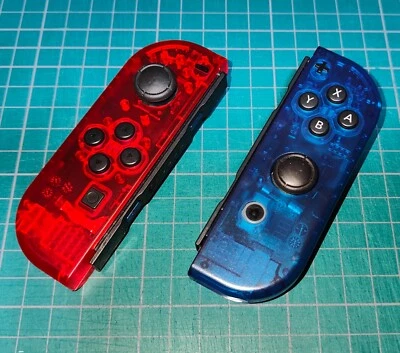 Controladores Joy Con Personalizados Nintendo Switch Rojo Clere Transparente Botón Genuino Foto 1 de 2