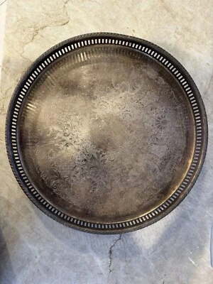 Plato de plata fina vintage Amston Victoria 1983, bandeja para servir con patas redondas Foto 1 de 4