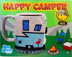 Neu in der Box - Happy Camper Tasse Becher Keramik von Big Mouth Inc 4,5" hoch - Bild 1 von 10
