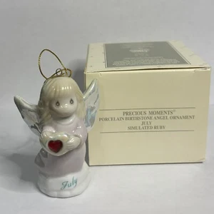 Vintage Precious Moments Porcelain Birthstone Angel Ornament JULY RUBY WITH BOX - Picture 1 of 8