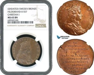 AH491, Sweden, Christian I, Undated Bronze Medal, Hildebrand-II-557, NGC MS65BN - Picture 1 of 1