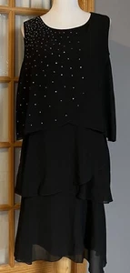 Rotita Women’s Formal Dress 2XL Layered Flowy Rhinestones Black Cocktail Holiday - Picture 1 of 12