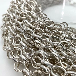 Runde silberne geätzte Metallkette (zu Fuß verkauft) 6 x 7 mm (SILV40) - Bild 1 von 10