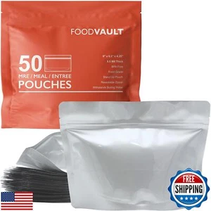 FoodVault 50er-Pack MRE Mylarbeutel [8 Mil pro Seite - 9" x 6,5" x 4,25"] Stand-U - Bild 1 von 5