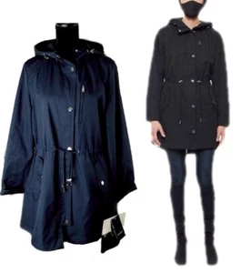 NUEVO CON ETIQUETAS Jones New York Mujer Gabardina con Capucha Chaqueta de Lluvia con Máscara Facial a Juego - Imagen 1 de 12