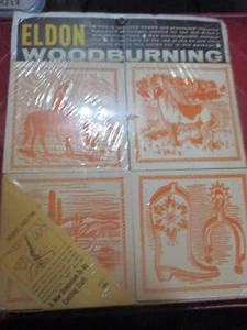 ELDON Vintage SET di 4 FOTO a tema WILD WEST COWBOY per WOODBURNING - anni '70 - Foto 1 di 3