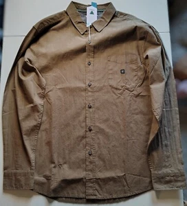 Herren VISSLA Large Langarm Button-Down Hemd Känguru braun hellbraun Chico Öko - Bild 1 von 18
