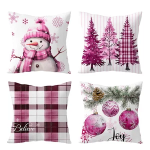 Funda de almohada para muñeco de nieve rosa piña funda de almohada sofá funda de almohada funda de cojín de 4 - Imagen 1 de 7
