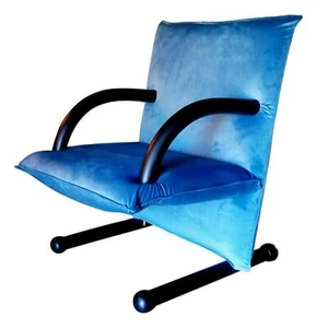 Armchair Arflex Model T-Line Design burkhard Vogtherr Years 80 Vintage - Blue - Picture 1 of 6