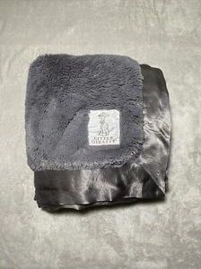 Little Giraffe Luxe Baby Blanket Dark Gray Satin Trim Reversible Furry Lovey - Picture 1 of 4
