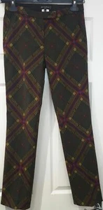 ETRO Olive Green & Multi Colour Check Wool Blend Slim Fit Trousers Pants 40 UK8 - Picture 1 of 9