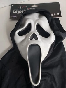 Ghost Face Mask Scream Horror Movie Creepy Halloween Fun World Costume NEW - Picture 1 of 10