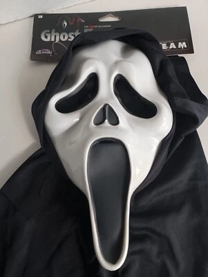 Ghost Face Mask Scream Horror Movie Creepy Halloween Fun World Costume NEW - Image 1 of 4