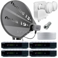 Digitale HD SAT-Anlage 4 Teilnehmer Astra Hotbird OPTICUM  USB Receiver Full HD