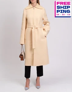 RRP €2850 JIL SANDER Angora & Wool Overcoat DE36 US6 UK10 M Belted Knit Collar - Picture 1 of 11