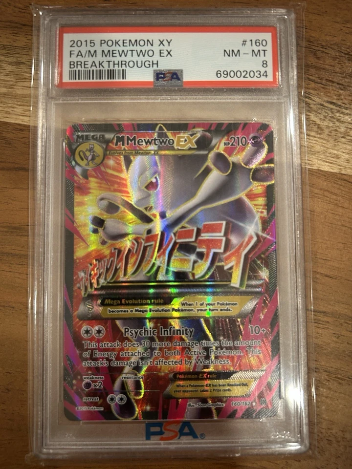 M Mewtwo EX #160 Full Art 160/162 PSA 8 Breakthrough 2015 Pokemon XY NM MT MEGA - Image 1 of 2