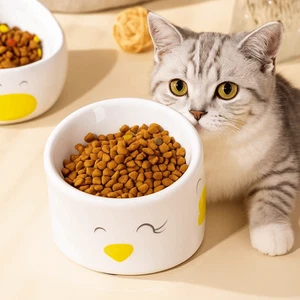 Raised Design Ceramic Cat Bowl Anti Black Chin Creative Cat Bowl  Pet Feeding - Picture 1 of 14