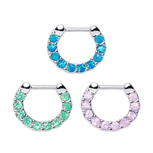316L Surgical Steel Opalite Stone Septum Clicker - Picture 1 of 1
