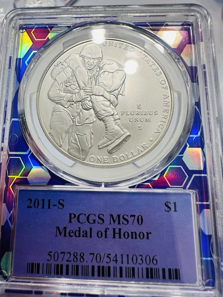 2011-S Medal of Honor US Mint Commemorative Silver Dollar PCGS MS70 - Image 1 of 4