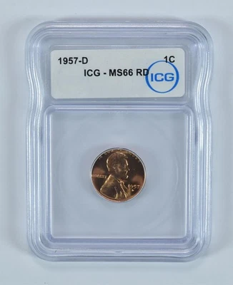 1957-D Lincoln Wheat Cent MS66 RD ICG *8584 - Image 1 of 4