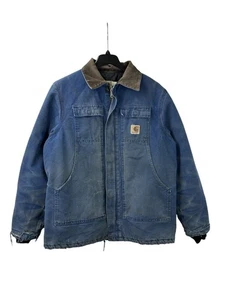 Vintage Carhartt Mens LARGE Made in USA Canvas Duck Work Jacket  Blue C26BLU - Picture 1 of 24