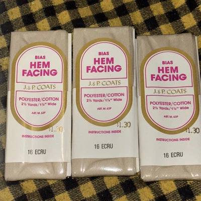 3 Lot J.&P. Coats #13 ECRU Tan Hem Facing Tape 1 7/8” Wide 2 1/2 Yds Ea - Image 1 of 4