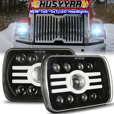 Par de faros LED HI-LO 5X7" 7x6 pulgadas para Western Star 4700SF 2012-2023 Foto 1 de 4