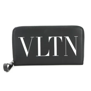 VALENTINO GARAVANI VLTN Logos Zipped Around Long Wallet Leather Black 90299239 - Picture 1 of 9