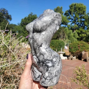 Large Goddess Lady Body Figurine Crinoid Fossil Stone Crystal Carving 1470 grams - Picture 1 of 13