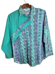 Vintage Roper Shirt Womens Large Pink Blue Aztec Southwestern Western Rodeo Top - Picture 1 of 6