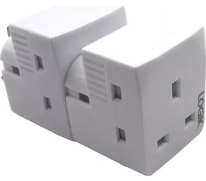 LOGIK - 3 GANG Multi Way Adaptor - Twin Pack - New - White - Picture 1 of 2