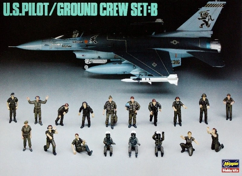 U.S. Pilot Ground Crew Set B HA36005 1:48 Plastic Model Kit HASEGAWA - Immagine 1 di 1