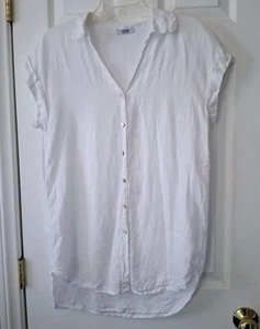 Rosemarine 100% White Linen Made In Italy Button Up Shirt Womens  "Small" No Tag - Picture 1 of 9