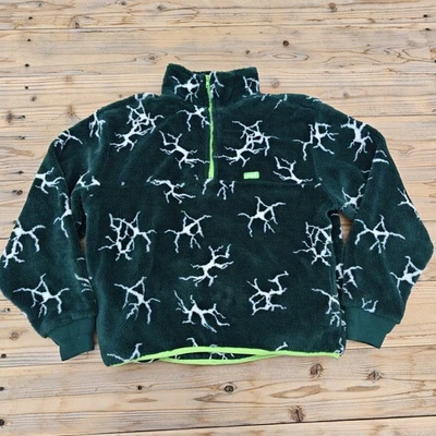 HUF Men's Fleece Sweater 1/4 Zip Green Size Medium Pullover - Image 1 of 4