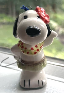 VTG 1966 - Snoopy Hula Ornament - Hawaiian Grass Skirt- Ceramic - Japan - Picture 1 of 14