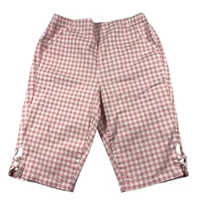 Croft & Barrow Women Gingham Skimmer Short PL Bermuda High Rise Pink White Check - Picture 1 of 13