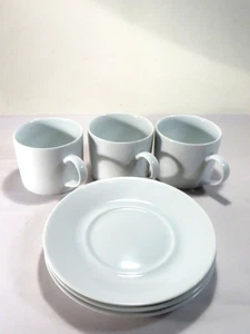 Set of 3 Crate&Barrel White Porcelain Teacup and Saucer Set - Picture 1 of 11