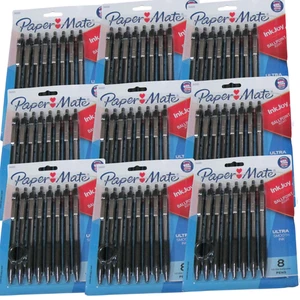 Confezione da 9 penne a sfera Paper Mate 300RT medie 1,0 mm inchiostro nero 8 ct ciascuna - Foto 1 di 2