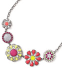 Lia Sophia Flower Pot Pink/Yellow/White Crystal & Resin Beads Statement Necklace