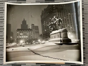 1960 AP Photo Press Release New York City Winter Snow Storm Sherman Statue - Picture 1 of 5