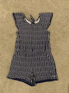 Vineyard Vines Blue Patterned Shorts Striped Romper Girls Medium 10 12 EUC - Picture 1 of 7
