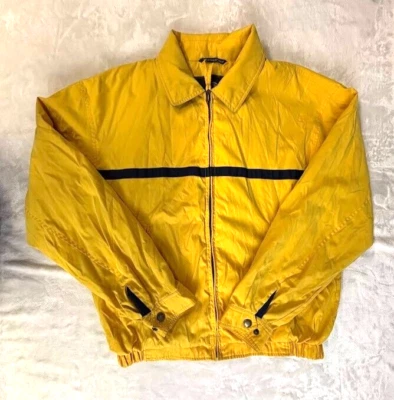 Weatherproof 男式微纤维风衣夹克黄色蓝色条纹中号 — 第 1/4 张图片