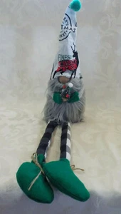 Gnome Christmas Shelf Sitter Handmade 23" Gray 'Mongolia Fur' Beard W Tree USA - Picture 1 of 12